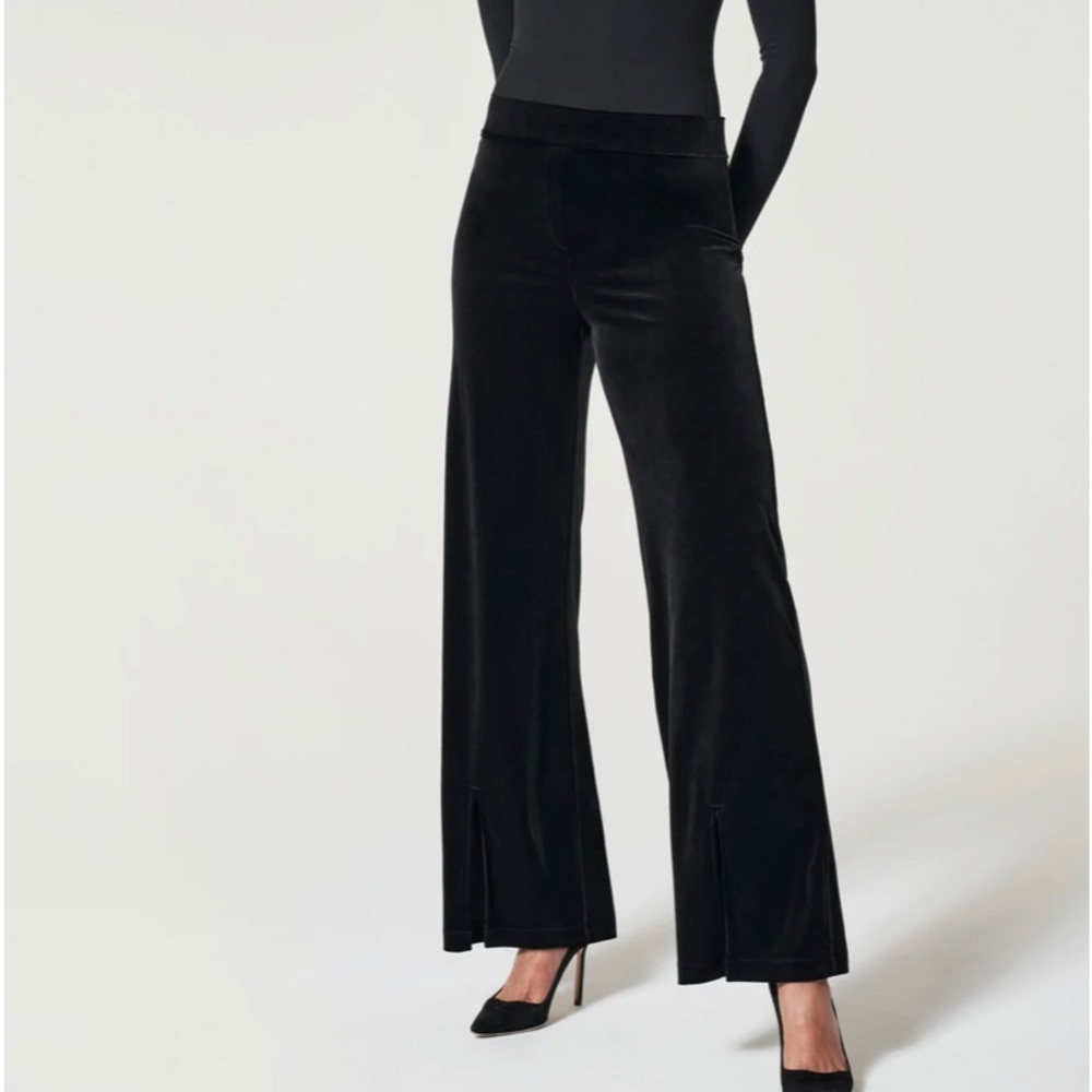 SPANX Very Black Front Slit Pants L NWT